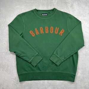 Barbour Sweatshirt Mens XL Green Sam Heughan Signature Logo Crew Neck Preppy